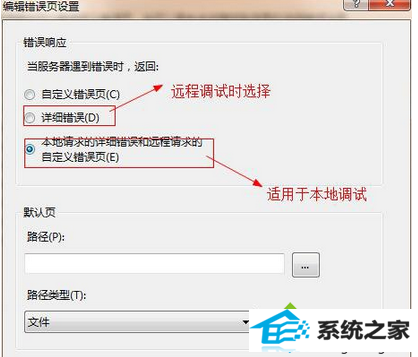 选中“详细错误”