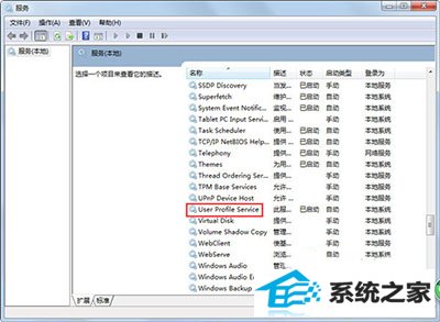 本地服务设置User profile service