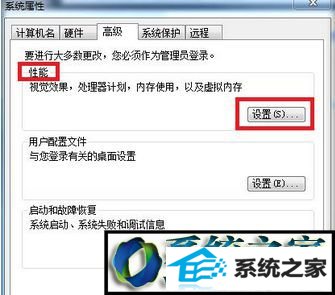 点击“设置(s)”按钮 win8系统开机弹出“系统属性,由于启动计算机时出现了页面文件配置问题”的解决方法